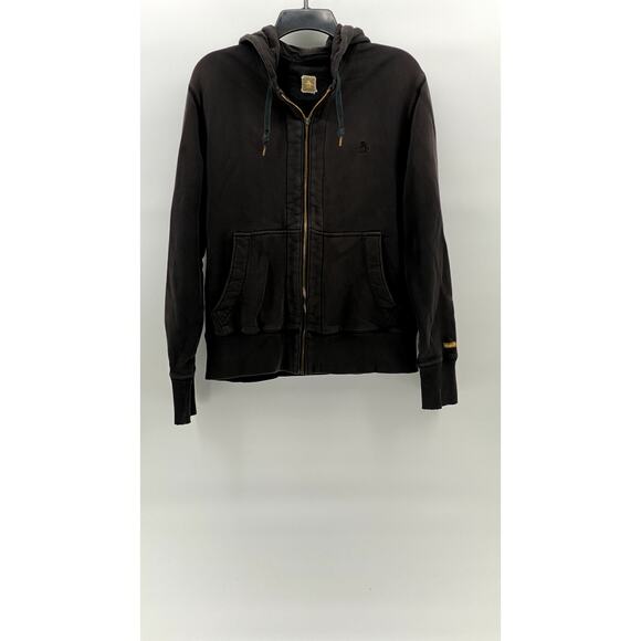 ORIGINAL PENGUIN Men's Washed Black Vintage Hooded Zip-Up Sweater SZ M - Picture 1 of 12